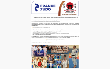 🥉 Le Judo Club Occitan obtient le Label Bronze de France Judo !