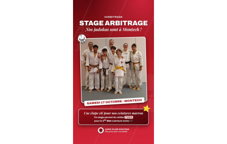 🥋 Ce samedi 17 octobre, plusieurs judokas du club sont en stage d'arbitrage à Montech !